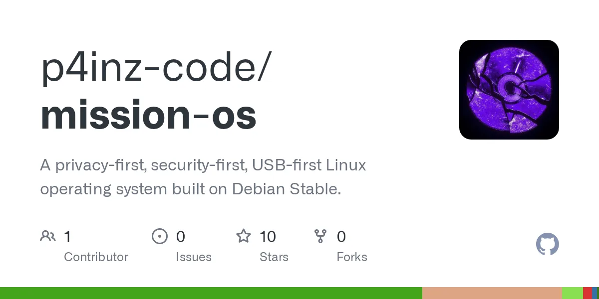 GitHub repository card for p4inz-code/mission-os.