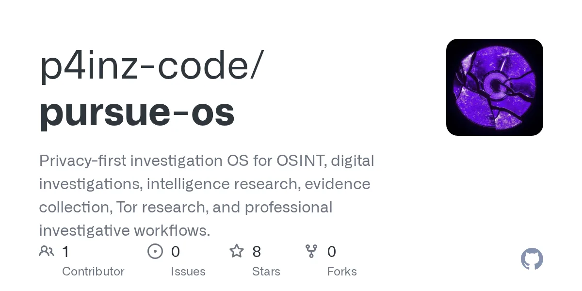 GitHub repository card for p4inz-code/pursue-os.